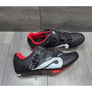 Peloton Cycling Shoes Black/Red Sz 45 Adjustable Straps & Cleat Compa S000083